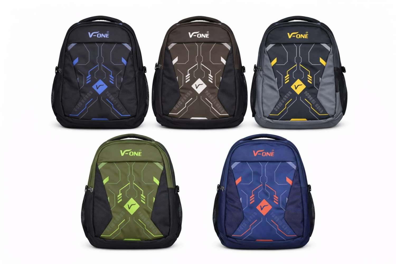 Black and Blue Geometric Line Backpack