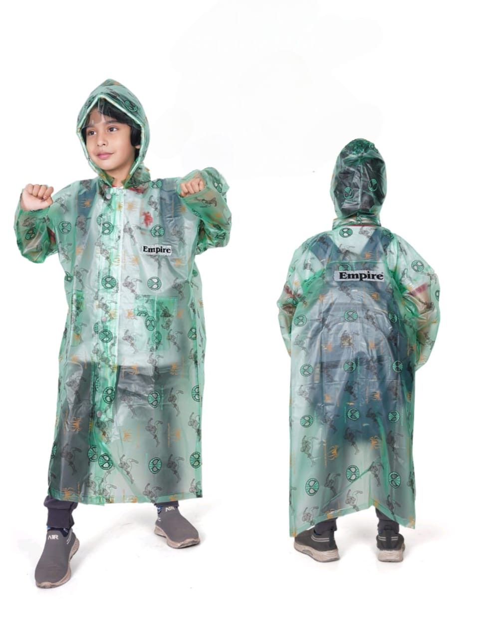 Green Colour Children Rain Coat