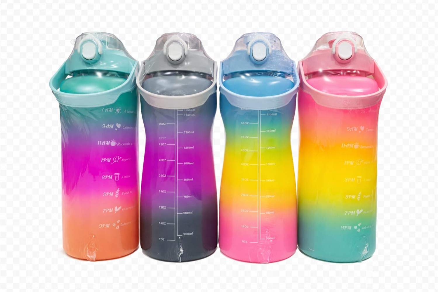 Large Gradient Sipper Water Bottle Set