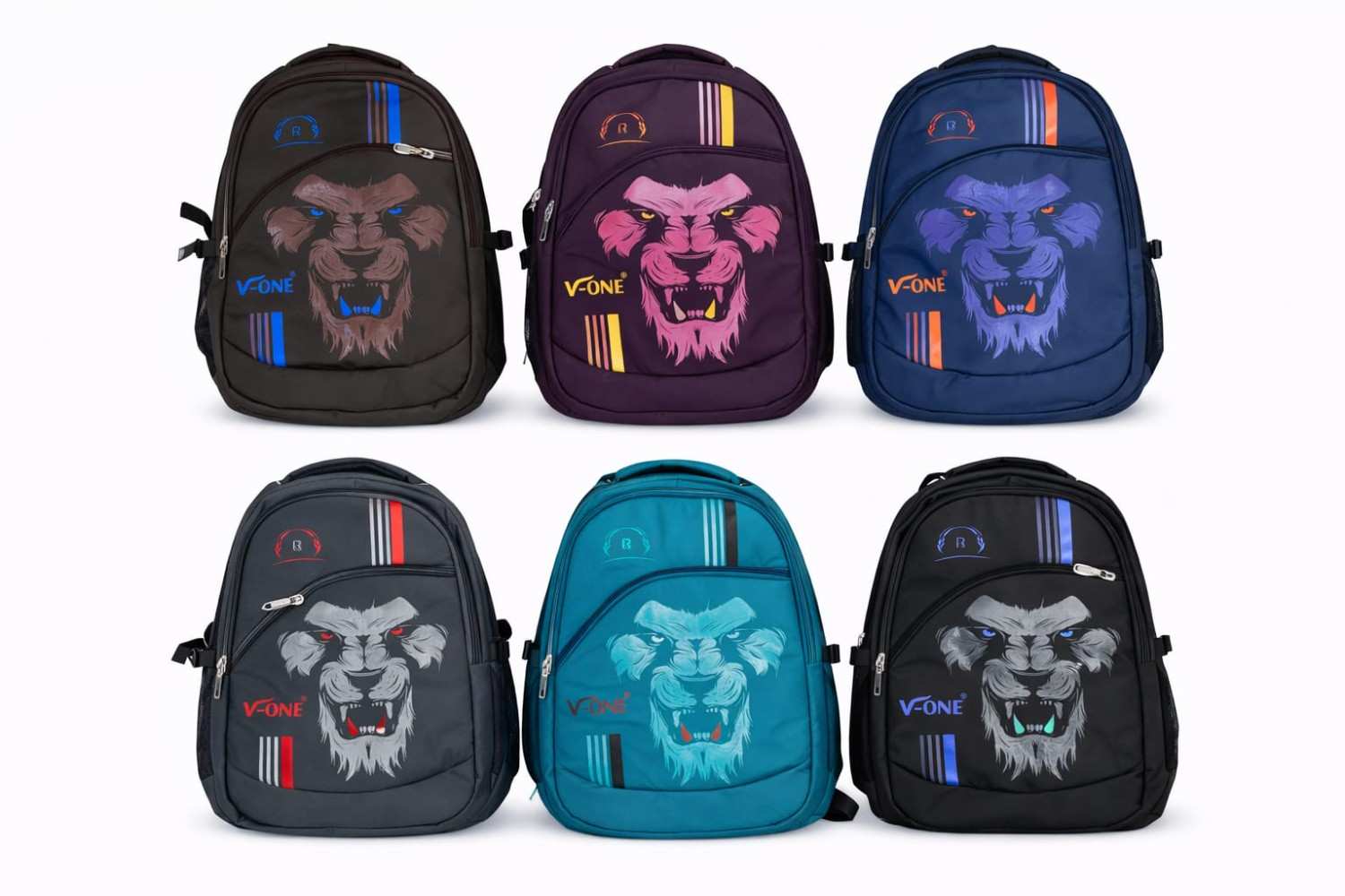 Kids School Backpack with Lion Face Print