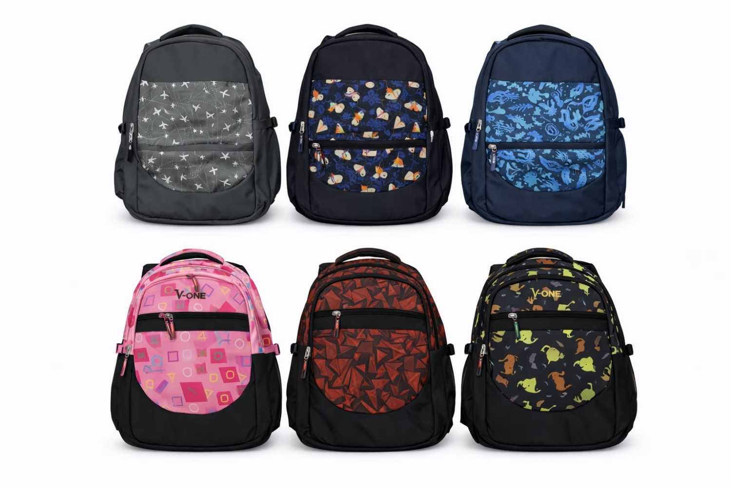 Multi-Color Geometric and Checkered School Bag