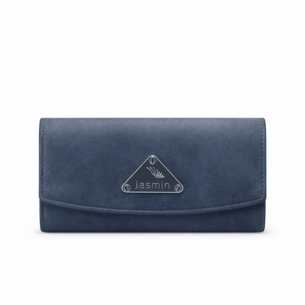 Navy Blue Suede Clutch