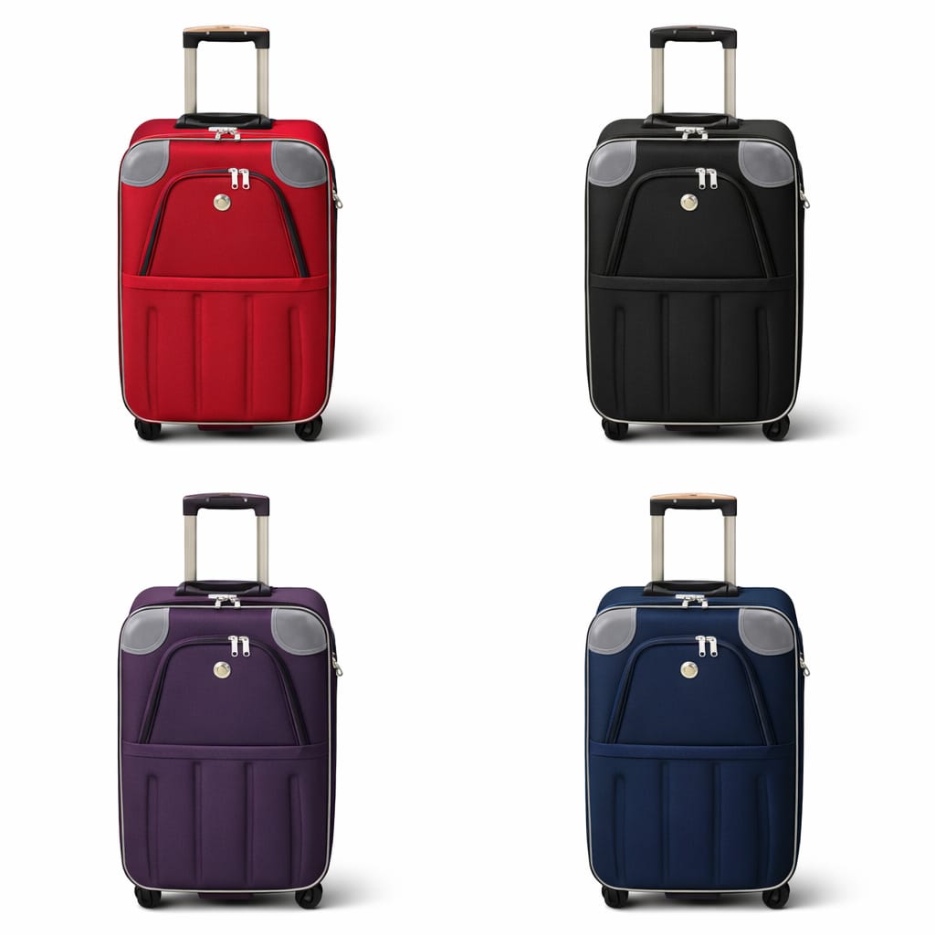 Purple Ribbed Hard Suitcase