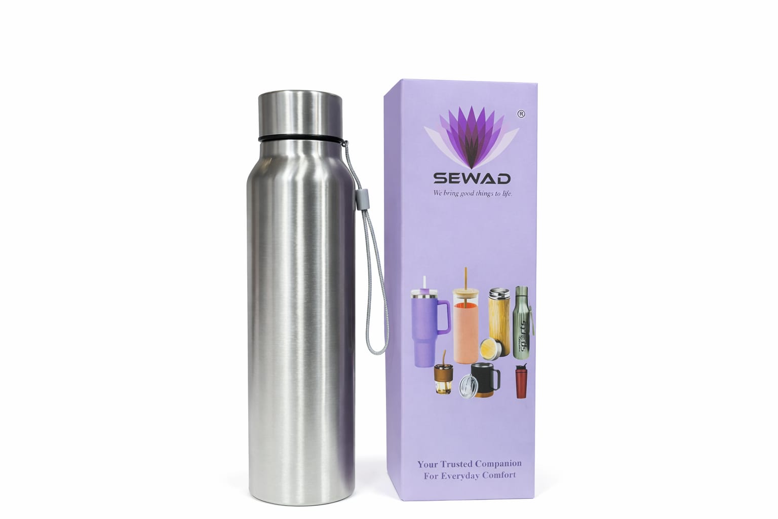 Silver Stainless Steel Water Bottle in Gift Box